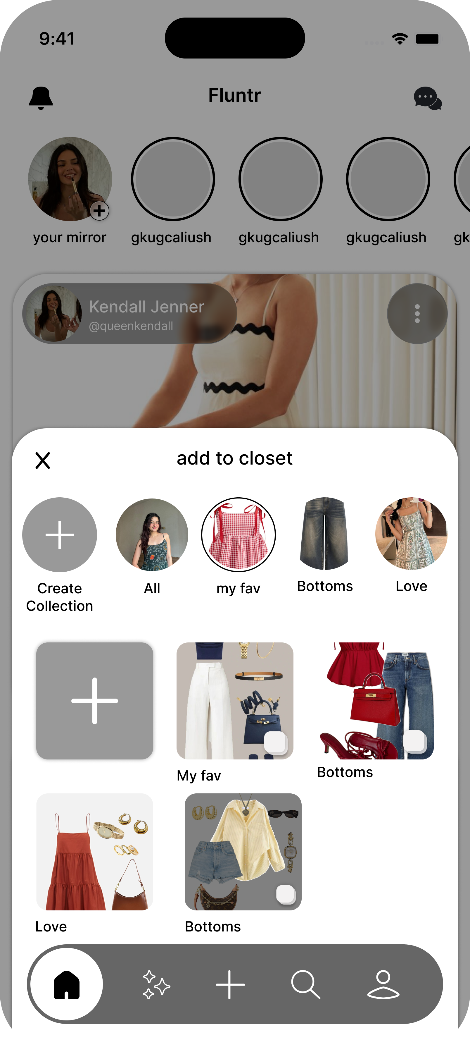 Fluntr addcloset screen